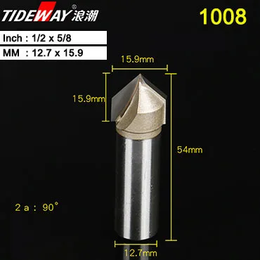 Tideway 90 градусов гравировка V паз бит Вольфрамовая сталь ЧПУ гравировальный инструмент деревообрабатывающий инструмент двойной край Торцовочная фреза