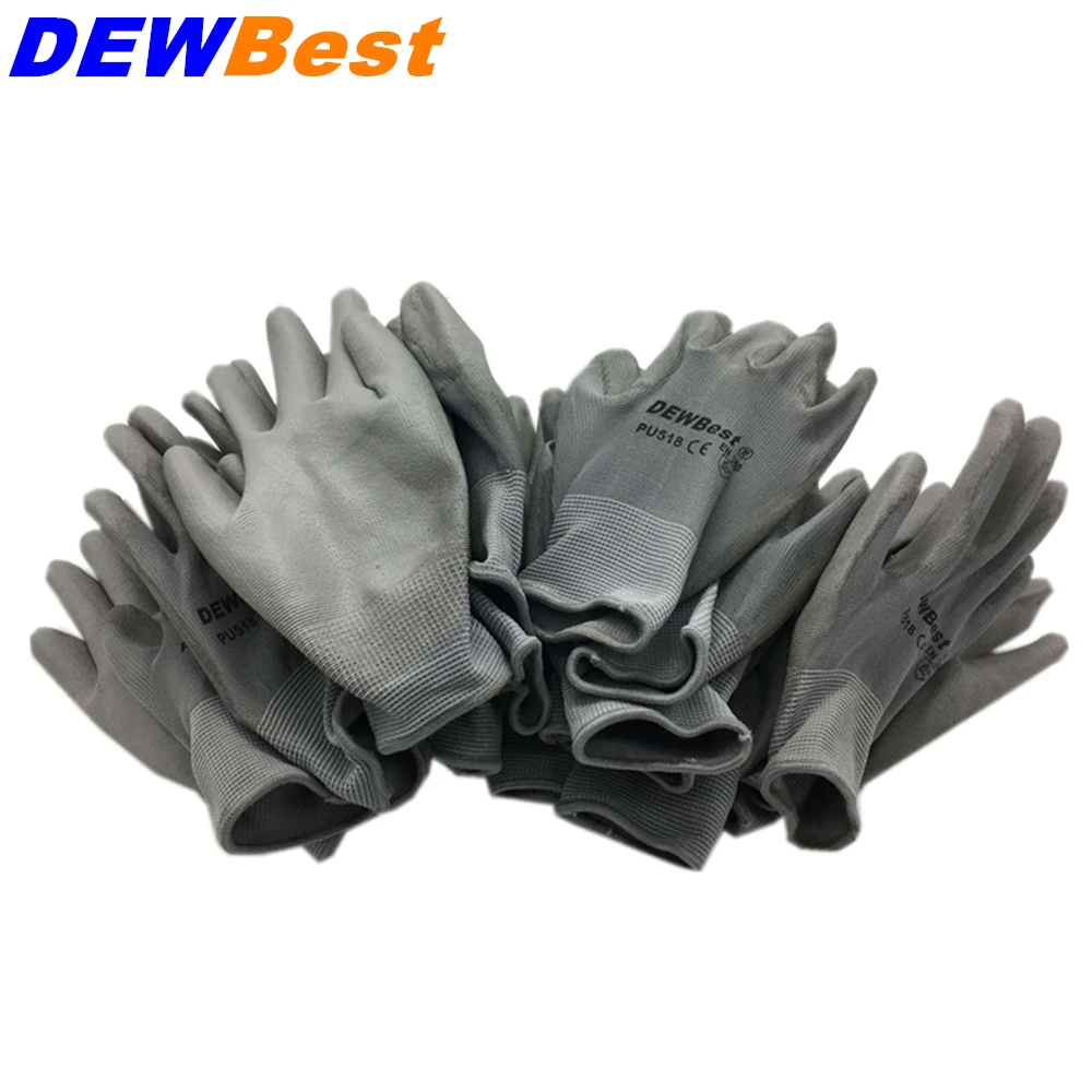 DEWBest guantes trabajo 13 г PU перчатки для безопасности работы ладони рабочие перчатки, бируши для работы, рабочие перчатки