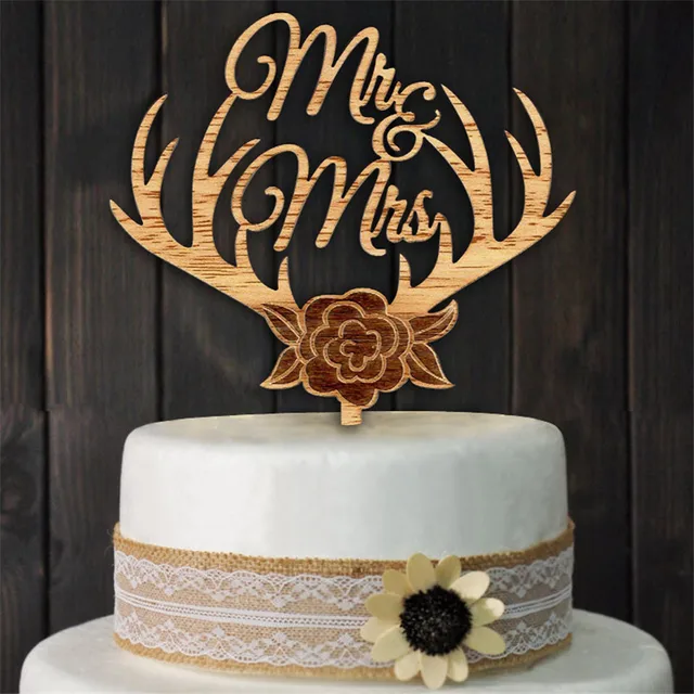 Wood Cake Topper Antlers Mr Mrs Wedding Rustic Centerpieces Mariage Decoration Wood Cake Topper Antlers Mr Mrs Wedding Rustic Centerpieces Mariage Decoration