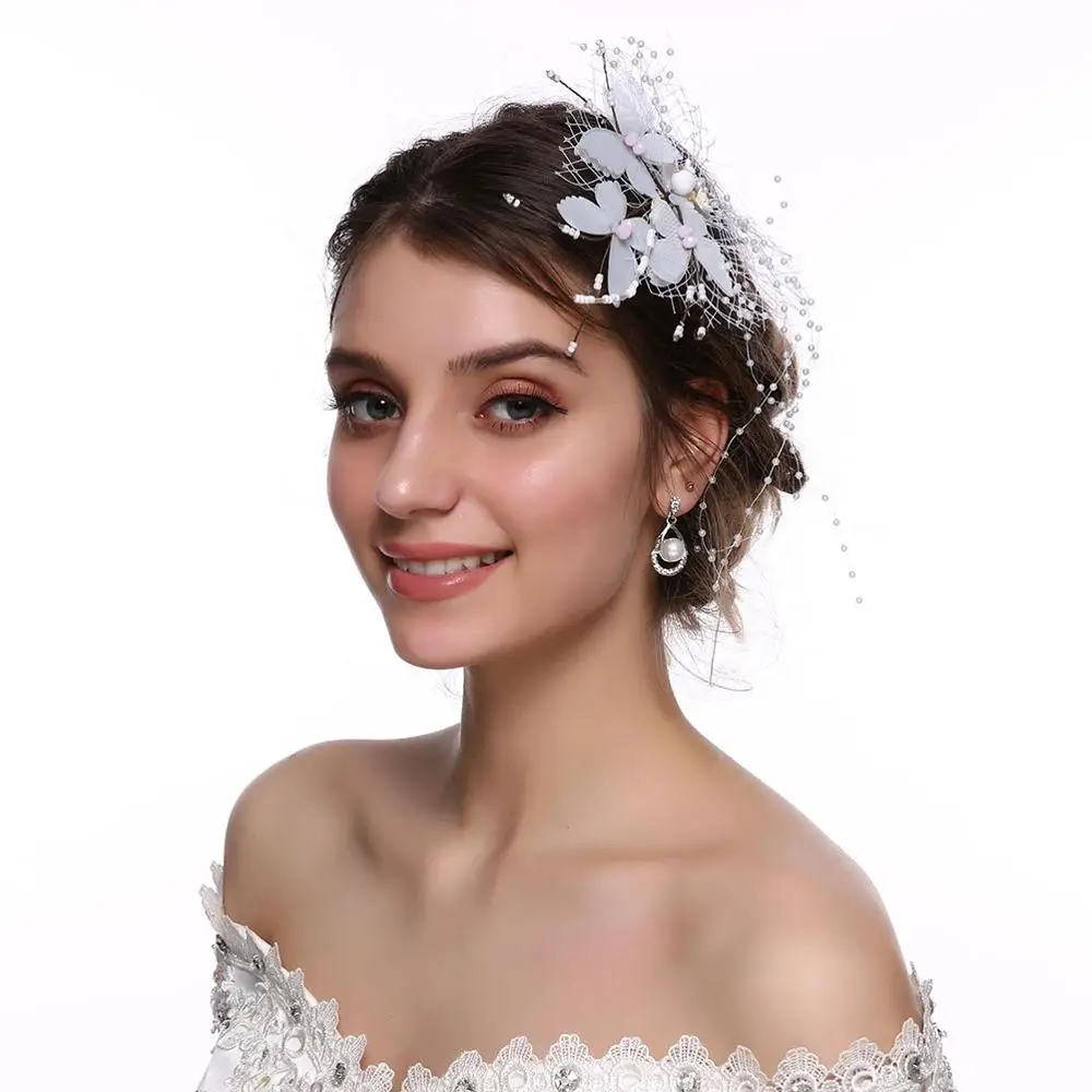 Новые модные свадебные женские шпильки для волос романтические белые сетчатые заколки для волос с бабочкой элегантные аксессуары для волос ювелирные изделия - Цвет: A