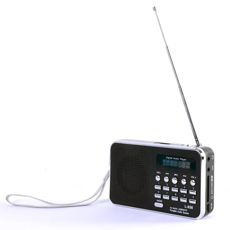 L 938 портативный FM радиоприемник перезаряжаемый мини цифровой светодиодный mp3