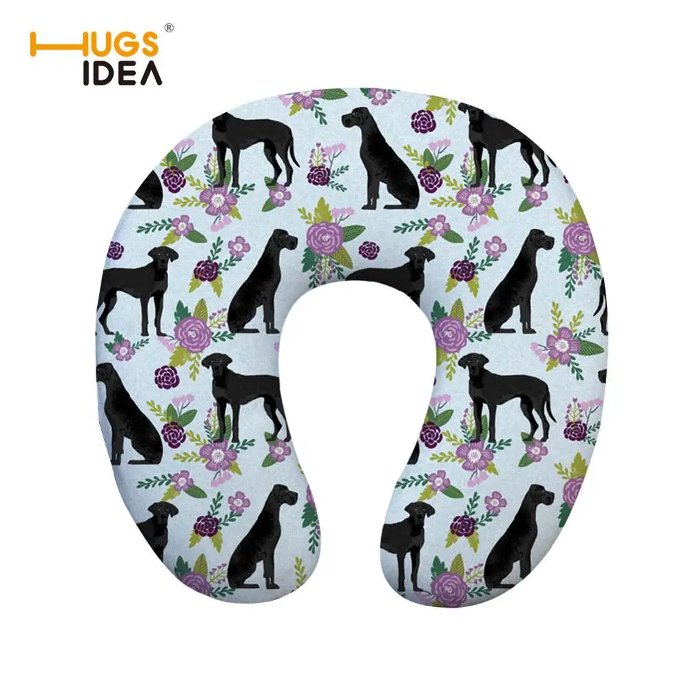 

Floral Great Dane Print U Shaped Memory Foam Pillow Travel Neck Pillows Soft Comfort Health Care Headrest for Body Office Pillow