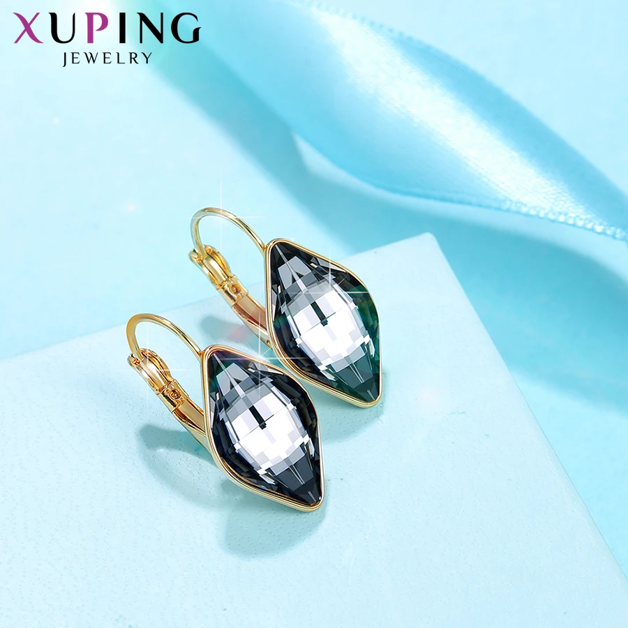 Xuping, серьги-кольца, кристаллы от Swarovski, амулеты, стильные, золотого цвета, ювелирные изделия для работы, вечерние, элегантные, женские подарки, S190-20529