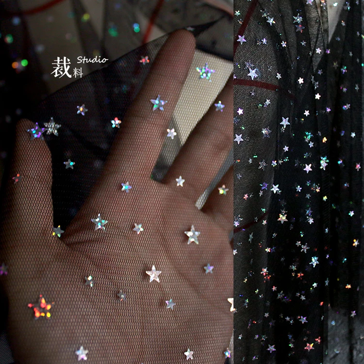 

45x150cm Starry night Tulle mesh wedding dress cloth solid color soft underskirt veil PROM dress skirt