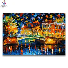 Абстрактные красочные здание маслом «сделай сам» рисовальный, чертежный яркие рисунки по номерам впечатление Стиль Живопись на холсте для гостиной Декор