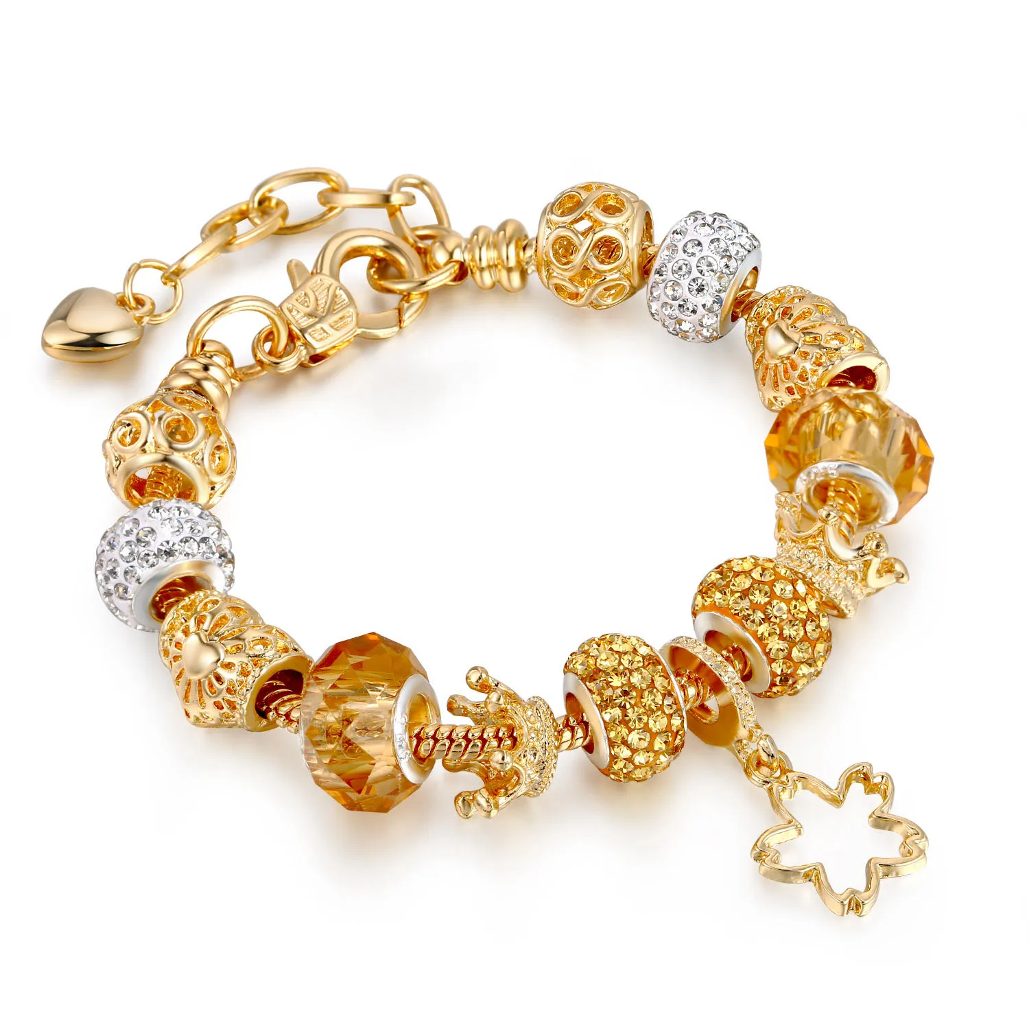 European Style gold Color pandora Bracelets & Bangles With flower
