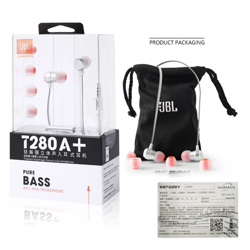 JBL T280A + проводные наушники Fone De Ouvido Оригинал Jbl In line control Ecouteur гарнитура Hands free Para