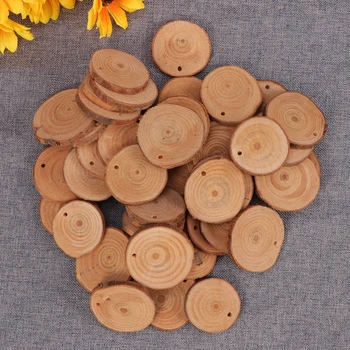 

50pcs 4-5CM Wood Log Slices Discs for DIY Crafts Wedding Centerpieces with 10M Jute Twine DIY Wood Log Slices