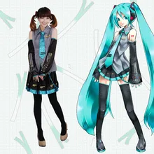 Personalizado a juego completo de equipo de vocaloid hatsune miku cosplay costume set completo uniforme dress disfraces de halloween