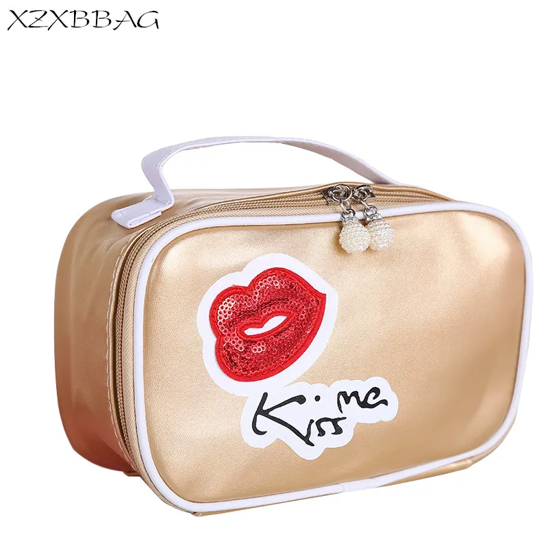XZXBBAG Creative Kiss Me Cosmetic Bag Women Zipper Pouch ...