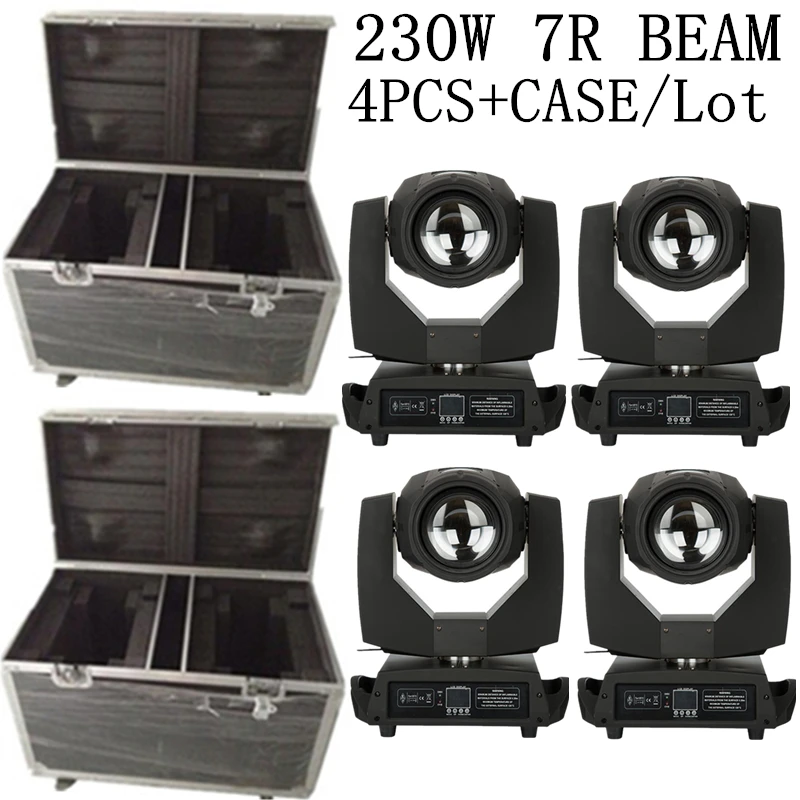 

4pcs/ 7R 230W beam light + Flight Case RGBW 4in1 moving head beam light stage professional DJ equipment