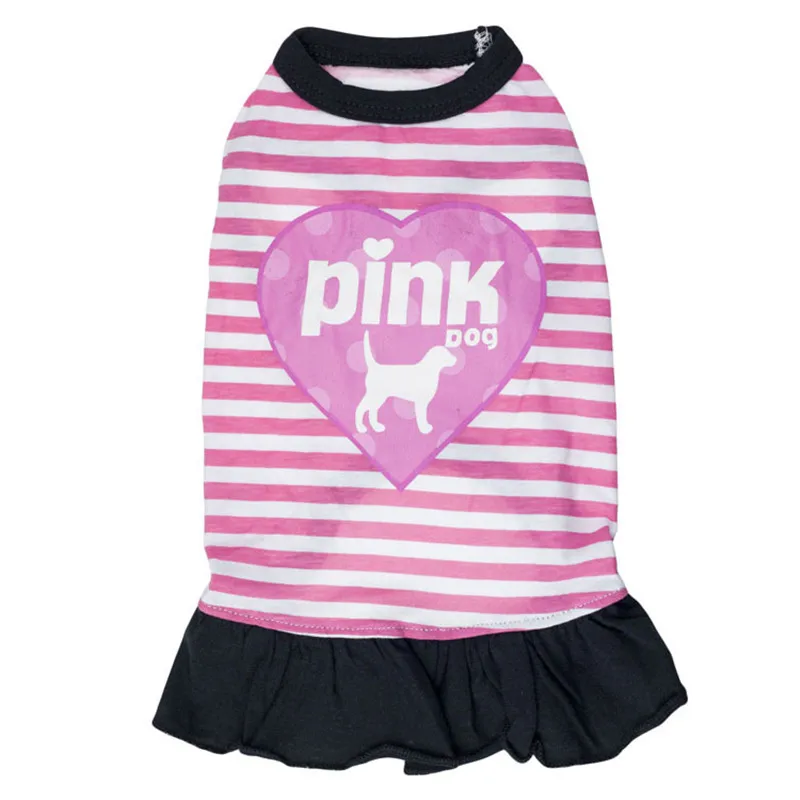 Stripe Pink Dog Cute Pet Dog Clothes for Small Dogs Princess Funny
