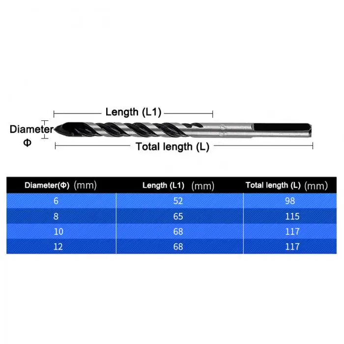 5 шт. набор сверл Твердосплавные наконечники для плитки бетон камень кирпич стекло дерево LO88