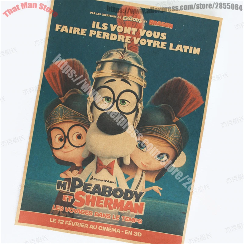 Mr Peabody Sherman Home Decor Cartoon Movie Core Kraft Poster