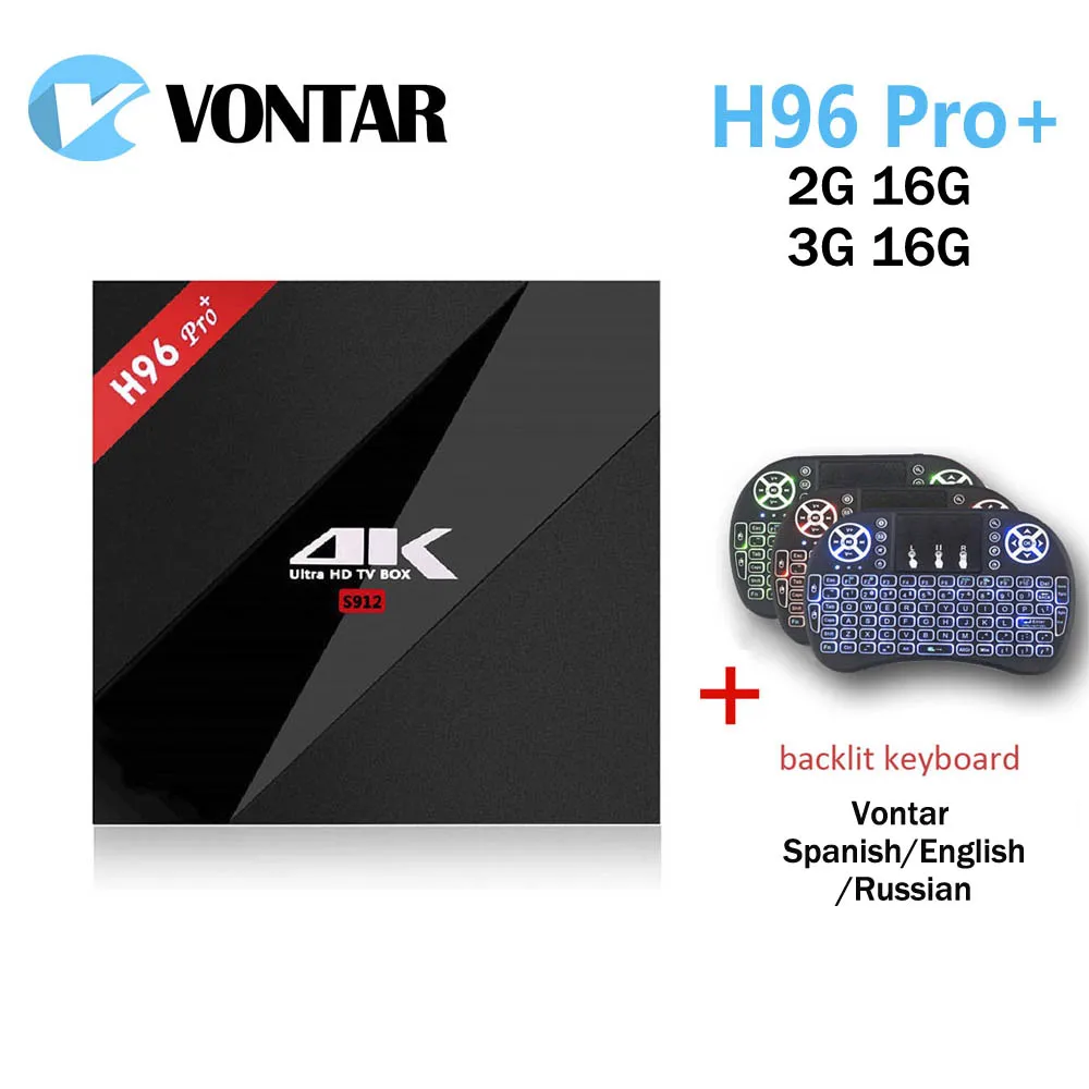VONTAR 2G 16G 3G 16G H96 Pro+ Amlogic S912 Octa Core Android 7.1 TV Box 2.4G/5.8G WiFi H.265 4K KODI Smart TV box H96 Pro Plus
