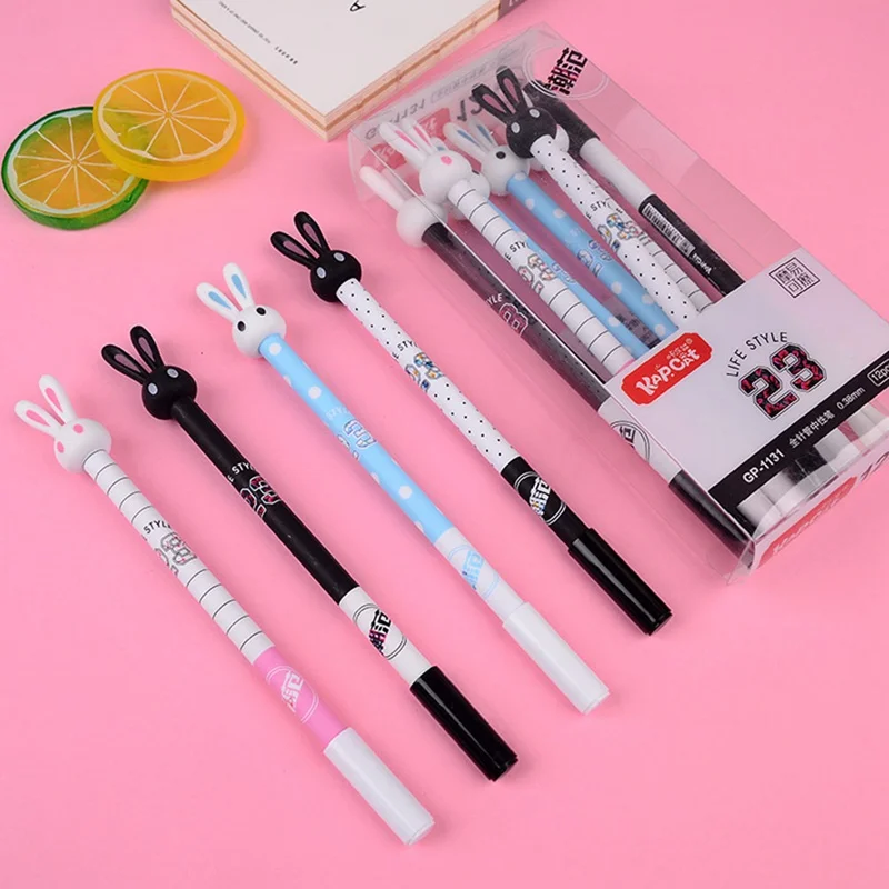 

12pcs/set Kawaii Long Ears Rabbit Gel Pen Student Stationery Cute Cartoon Kids Gift