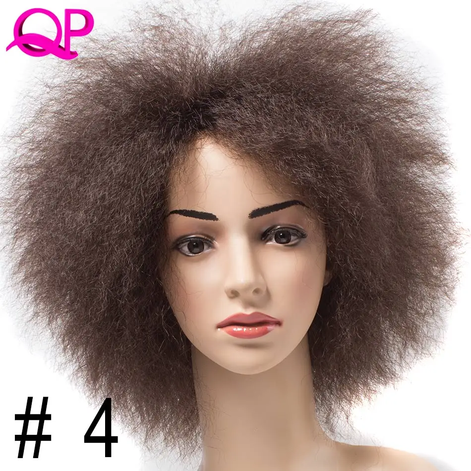 Qp волосы афро кудрявый парик в африканском стиле короткий парик для Для женщин 99J Kanekalon Косплэй синтетический парик