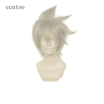 

ccutoo 12" Men's Short Silver Grey Shaggy Layered Synthetic Hair Heat Resistance Fiber Cosplay Full Wigs