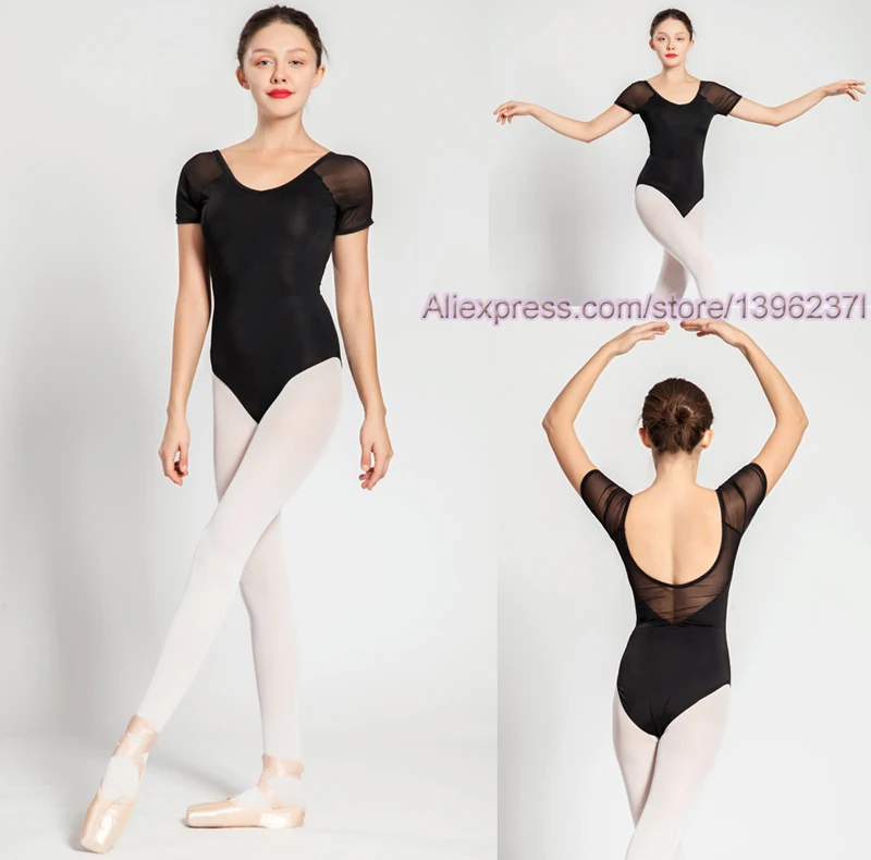 Балетное трико для женщин с коротким рукавом удобный балетный тренировочный танцевальный костюм для взрослых высокое качество гимнастический трико