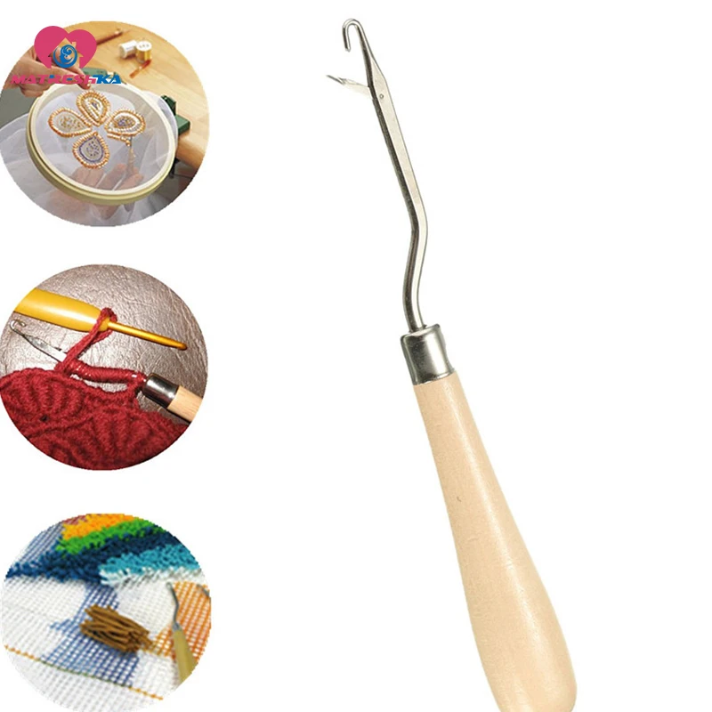 Making Rug Mats Needle Wooden Metal Crochet Hook Handmade Crafts Tool