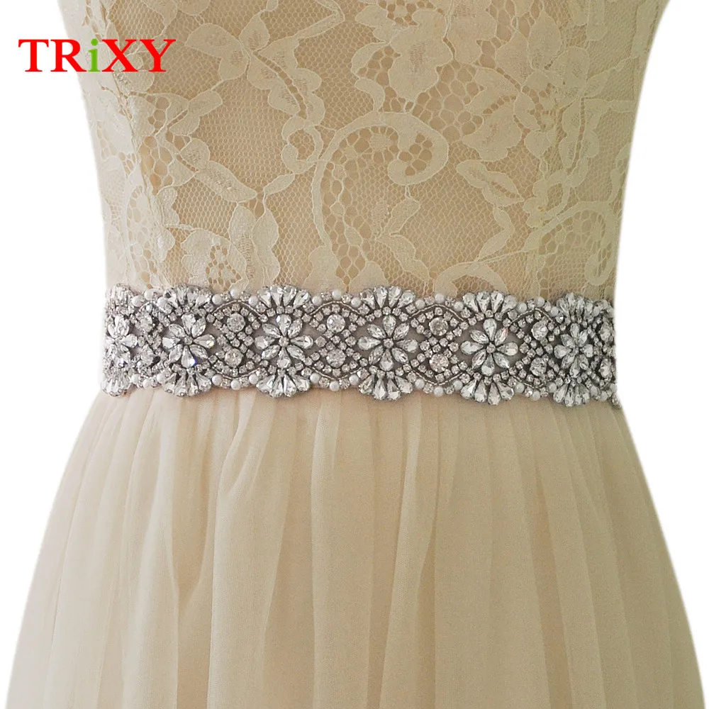 TRiXY S04C Rhinestone Wedding Belts Crystal Rhinestone Wedding Dress
