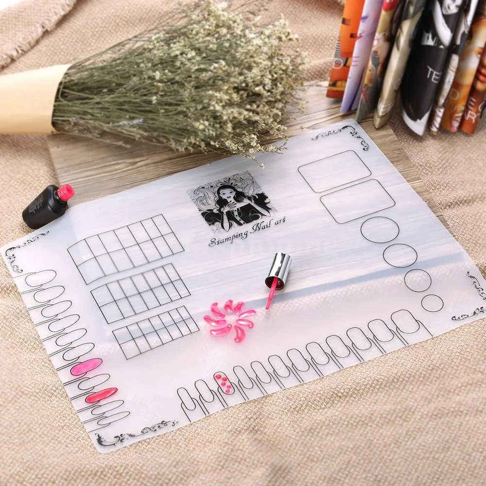 

Silicone Nail Art Templates Soft Foldable Washable Practice Coloring Mat Polish Pad Stamping DIY Nails Art Printing Manicure