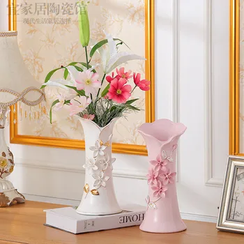 

European ceramic gold-plated flower vase wedding housewarming living room decorations table water culture vase furnishings