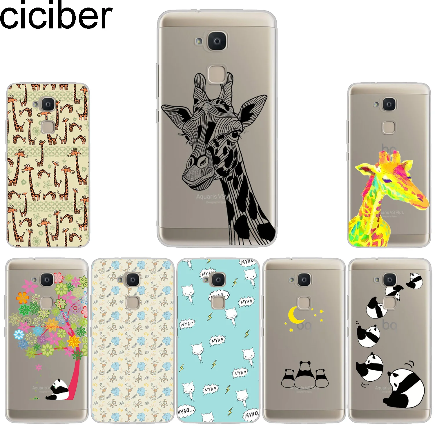 

ciciber Phone Case for BQ Aquaris X2 X Pro V VS U U2 Lite Plus Soft TPU Cover for Aquaris E5s 4.5 M5 M5.5 4.5 X5 Giraffe Panda