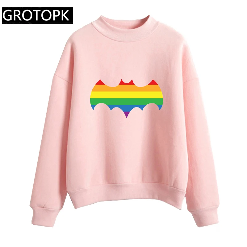

Creative Batman Pride Lgbt Gay Rainbow Harajuku Hoodies Women Sweatshirt Korean Style Long Sleeve Casual Hoody Ladies Clothing