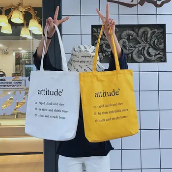 

Simple Casual Women Canvas Tote Bag 2019 Concise Letter Printing Shoulder Cloth Bags Fashion New Ladies Shopping Beach Handags