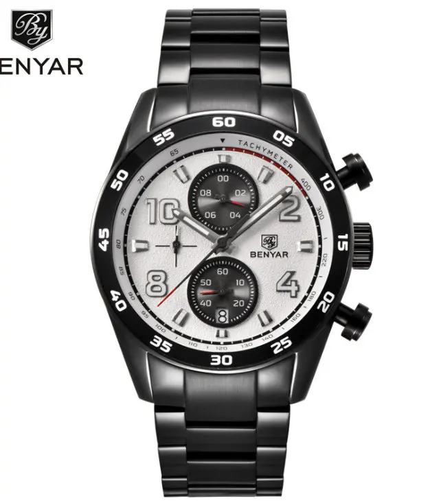 

DIDUN brand Men's Fashion Casual quartz Watches Waterproof 30M Stainless Steel Brand Luxury quartz Business Watch WHITE wirstwat