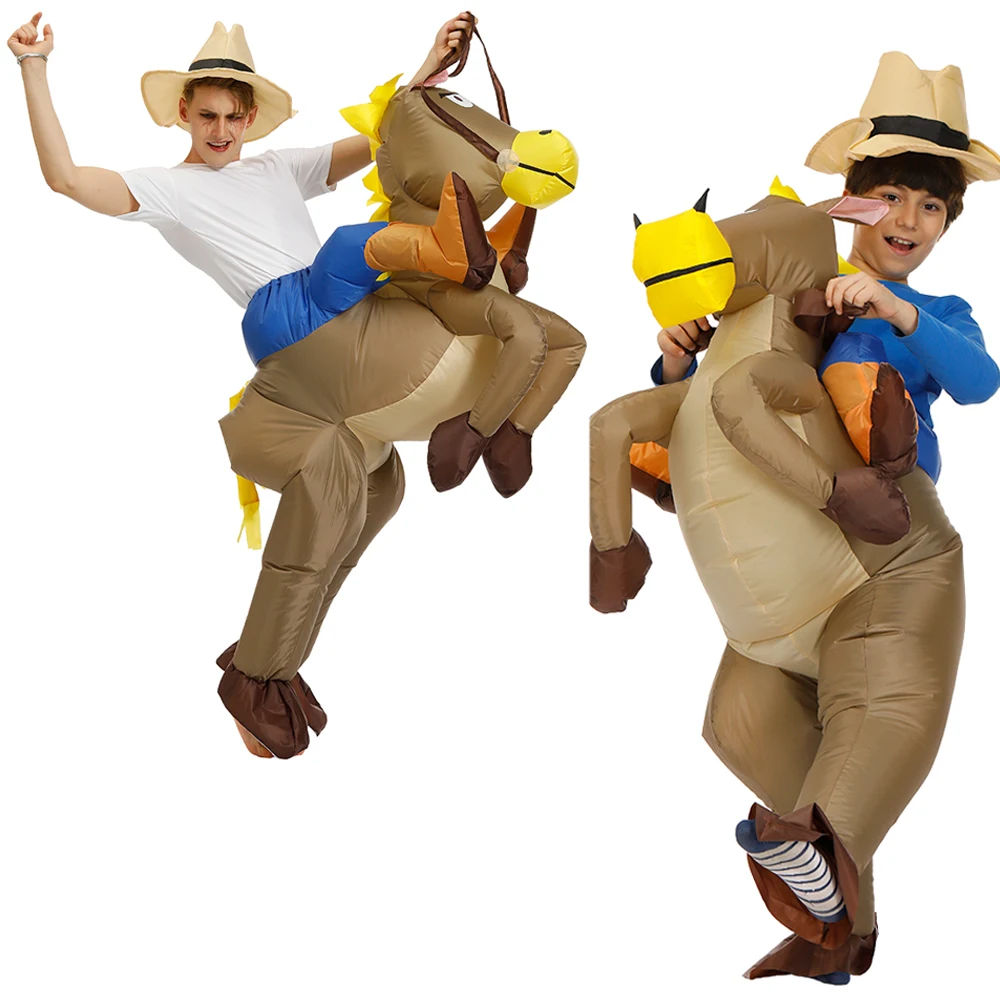 

Inflatable Costume American Wild West Cowboy Knight For Adult Kids Cosplay Ride On Horse Christmas Purim Inflatable Costumes