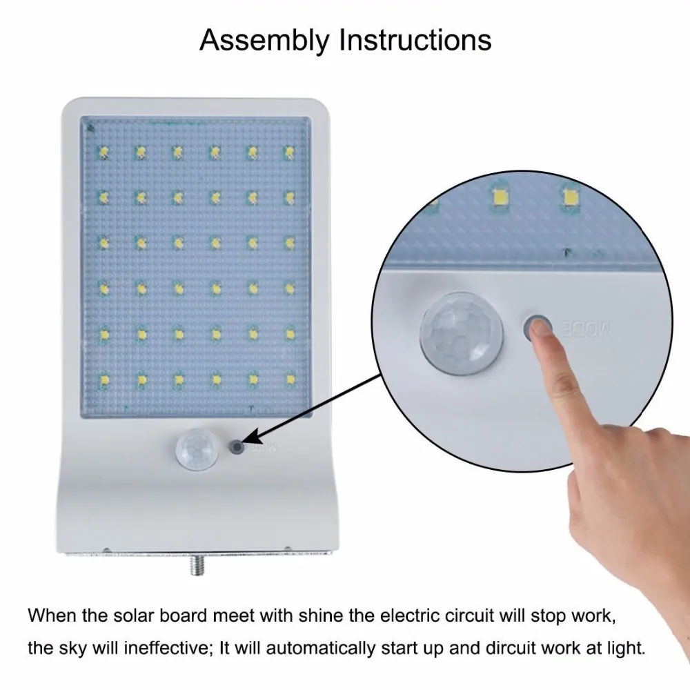 

2018 LEDMO 36 Leds Solar Powered Lamp Wireless Motion Sensor Lights outdoor light Intelligent Modes Garden Lights