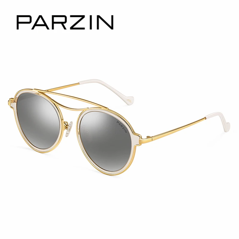 Женские и мужские ретро-поляризованные очки с круглой оправой PARZIN, бренд-дизайнер TR90 с зеркальными стеклами с водителем - Цвет линз: Silver