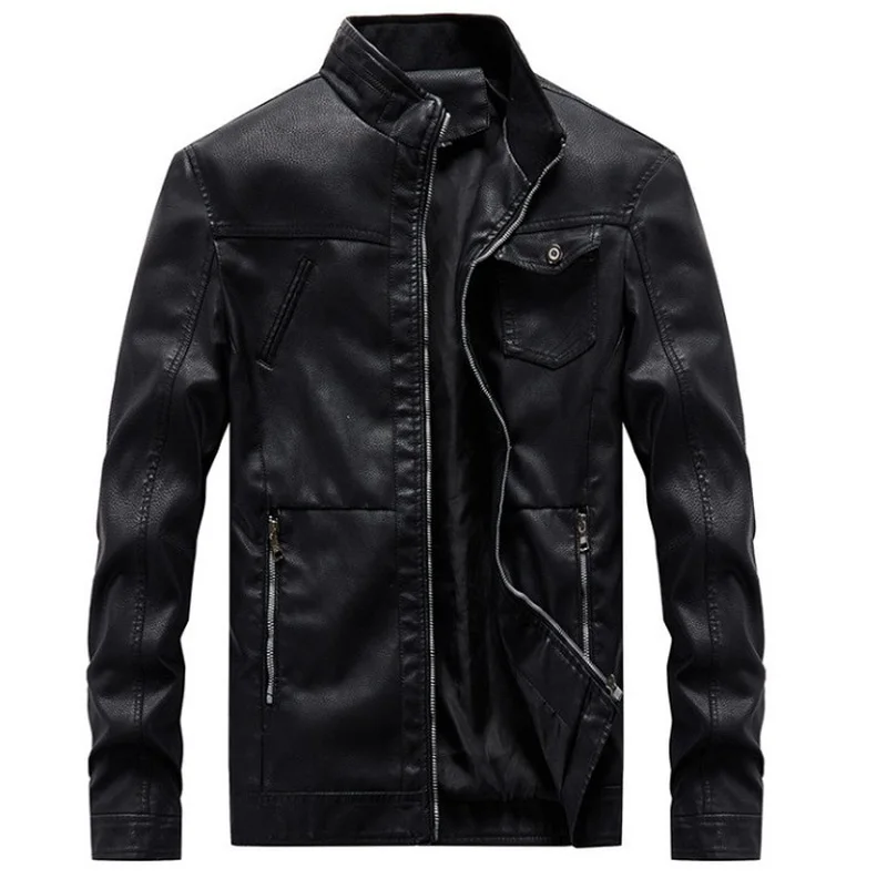 

Mens PU Leather Jackets Men 2019 autumn Thin Coats Biker Motorcycle Male Classic Casual Jacket Stand Collar Zippers