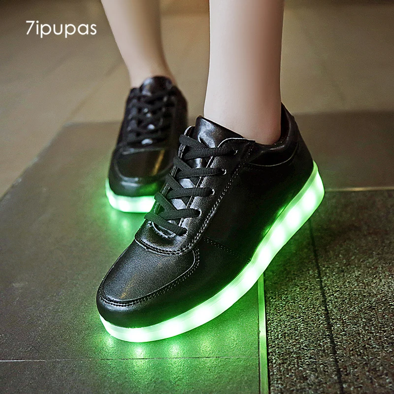 7ipupas черные кроссовки со светодиодами светильник повседневная обувь для