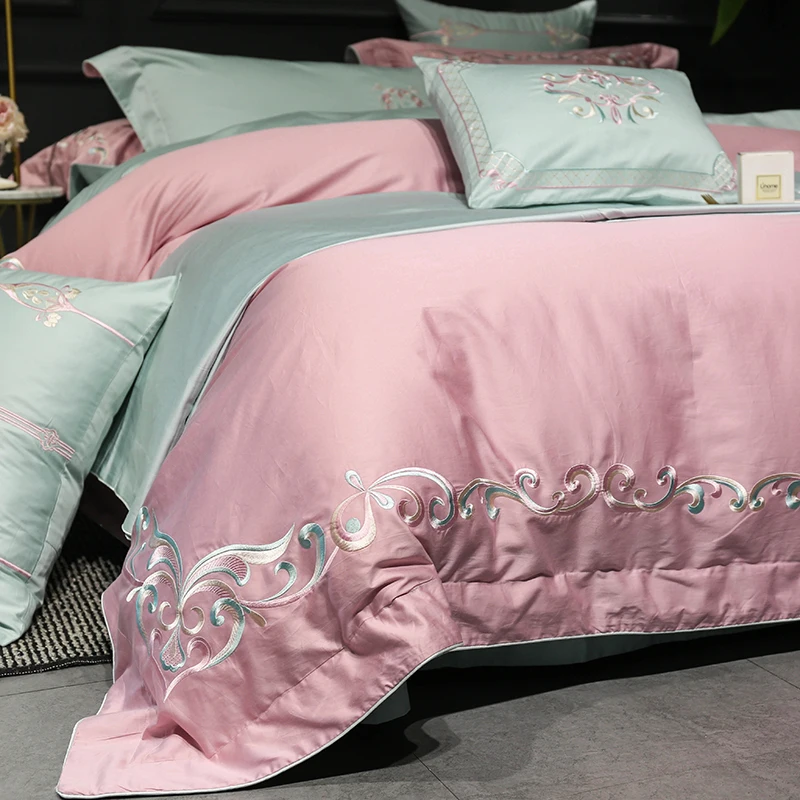 Waliicorners 4/7pcs Luxury Egyptian cotton bed linen sheets Royal Embroidery Bedding Set duvet covers India style bedclothes 24 KG0B2610