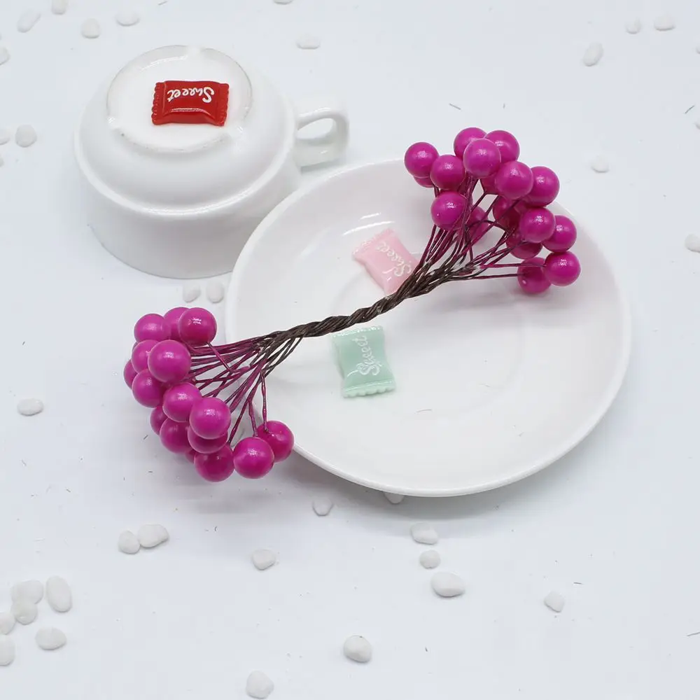 Дешевые 20 шт 40 голов 0,6 см ягодный Бакка искусственный цветок для свадебного украшения DIY декоративный венок поддельные цветы - Цвет: rose Red