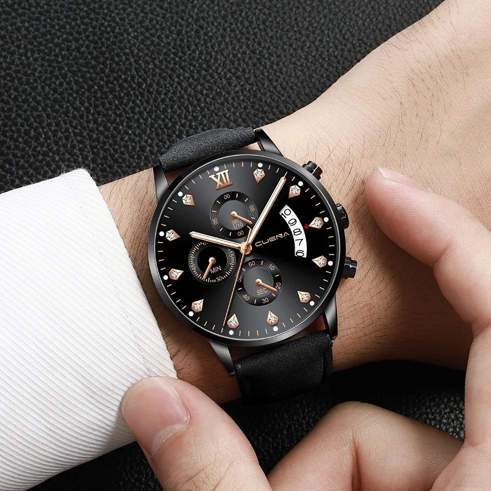 Мужские кварцевые часы военные спортивные наручные часы с кожаным ремешком Мужские часы с полным календарем Мужские часы Saati Relogio Masculino
