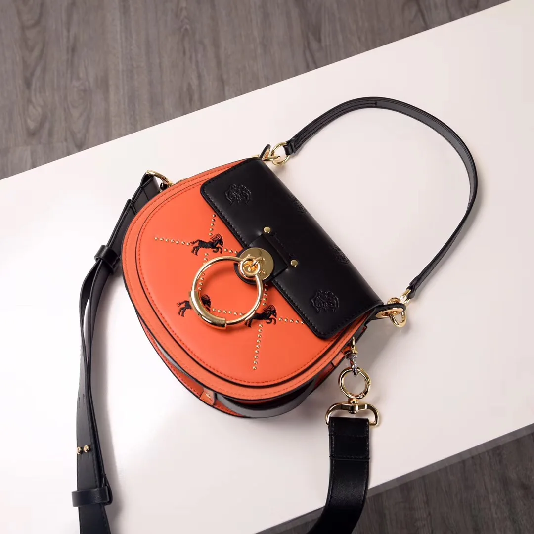  ALNEED Luxury Women Bags 2018 Designer Brand Saddle Bag Leather Ladies Crossbody Bag Fashion Ring S - 4000028439921