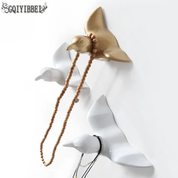 

Creative Seagulls Shape Wall Hooks Home Decoration Resin Storage Rack Bedroom Door After Coat Hat Hanger Holder Organizers