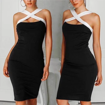 

Summer Bandage Dress High Quality 2018 Newest Model Fashion Spaghetti Strap Black Bodycon Club Party Dresses Vestidos Wholesale