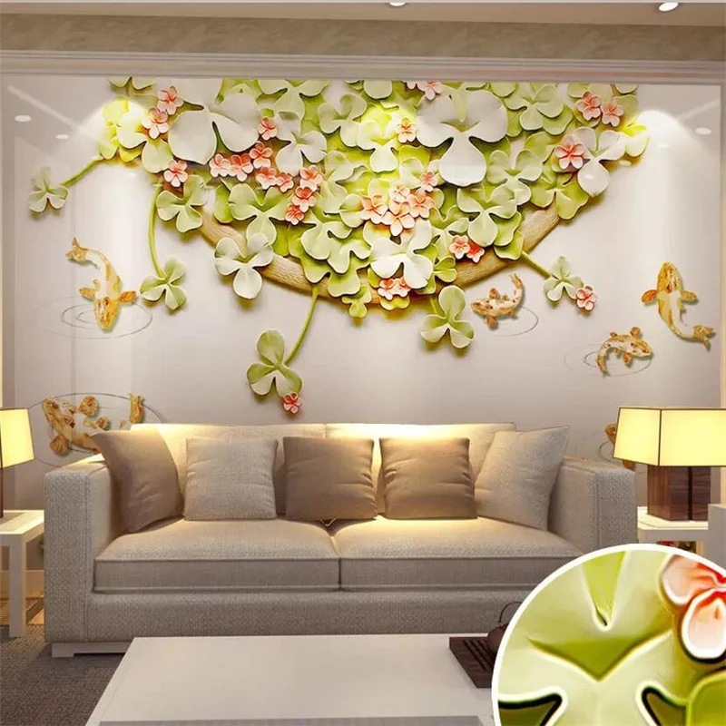 

wellyu Custom wallpaper 3d photo murals four-leaf clover embossed sandstone background papel de parede wall papers home decor