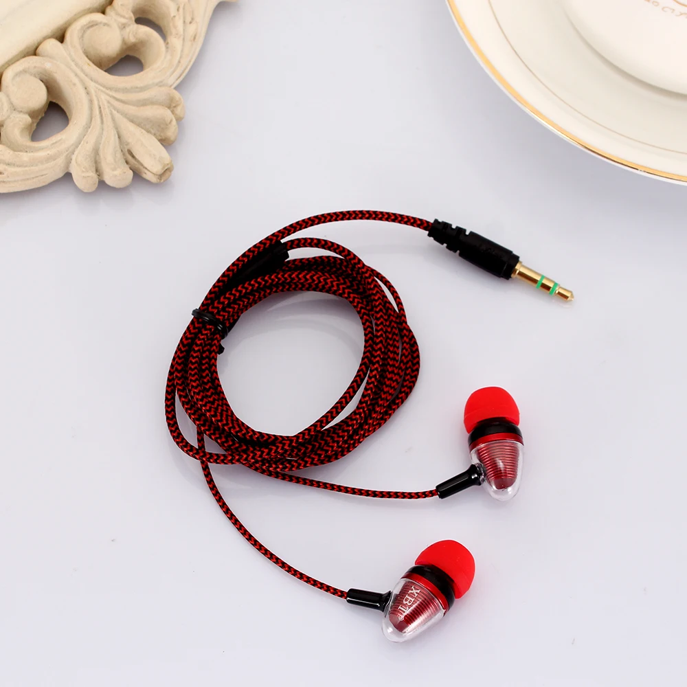 Новая прозрачная проводка плетёный кабель сабвуфер наушники в ухо плетеный шнур Проводные музыкальные наушники для смартфонов UM