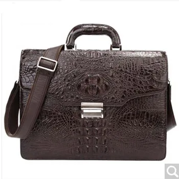 

luodungongniu Business Briefcase Crocodile leather single shoulder men handbag large capacity coffee password lock