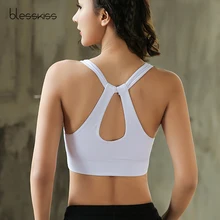 BLESSKIS Новое поступление женский спортивный бюстгальтер Бег походы Велоспорт Пуш-Ап Йога Топ тренировки укороченный топ компрессионная одежда для фитнеса