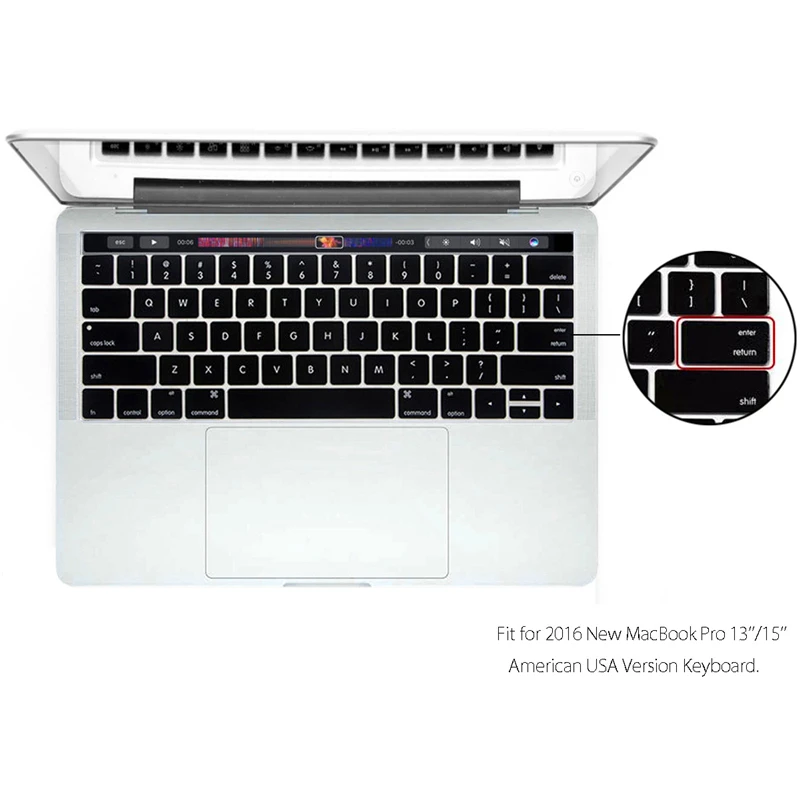 Silicone Soft Keyboard Cover for 2016 New MacBook Pro American USA Version Keyboard