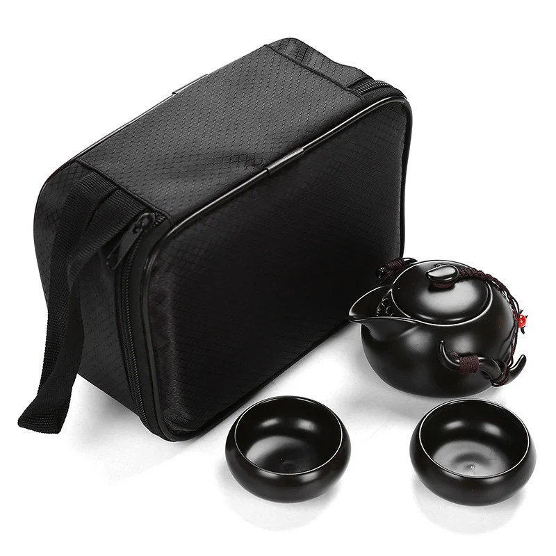

Portable Tea set include 1 Teapot 2 Teacups 1bag,Beautiful and easy teapot kettle,Chinese Travel Ceramic Portable Teaset gaiwan