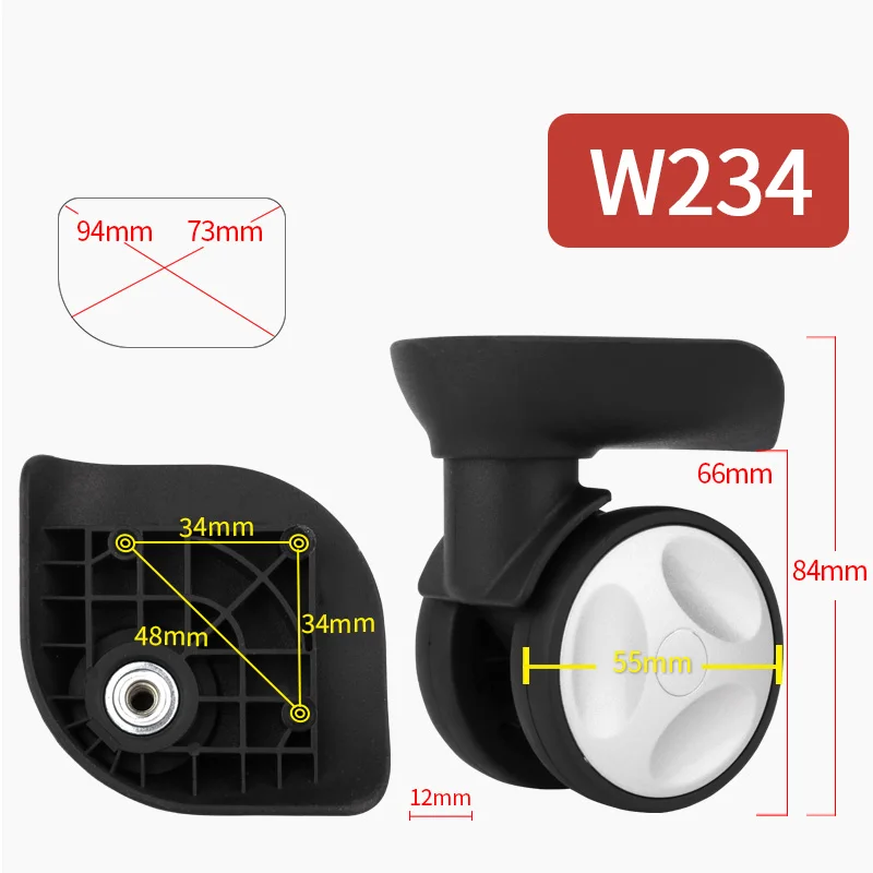Чемодан и сумки аксессуары чемодан на колесах Замена Универсальный колеса для путешествий Чемодан аксессуары rolling Чемодан ролики - Цвет: W234(2 Wheels)Black