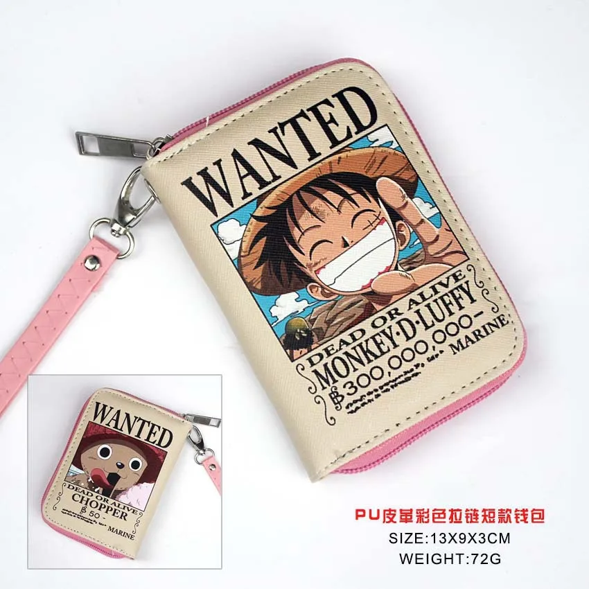 Anime PU Short Wallet/One Piece Purse with Zipper/Coin Purse/Zero